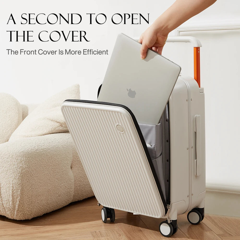 Mixi Carry On Luggage With Laptop Pocket Aluminum Frame