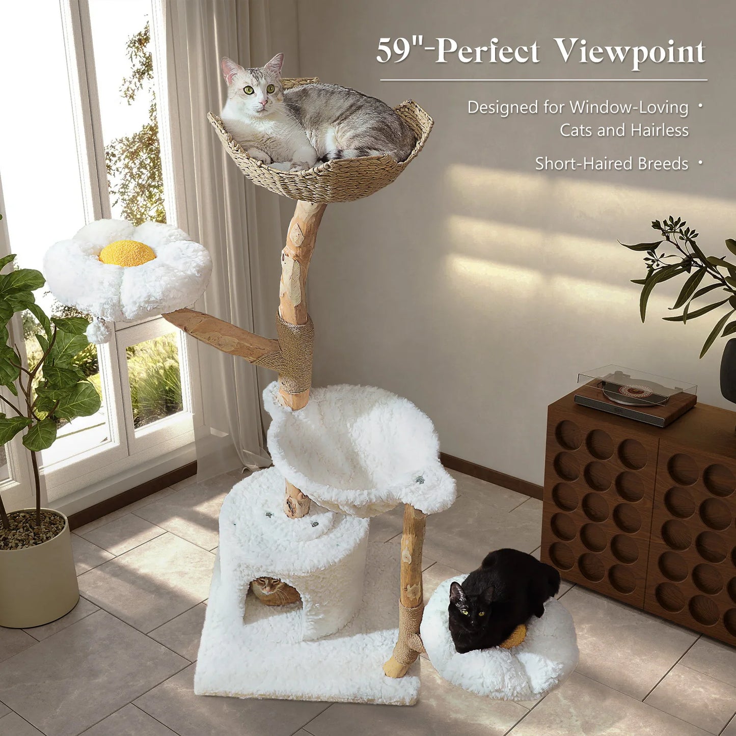 PAWZ Road Cat Tree Tower With Sisal Scratching Post Wicker Basket Bed
