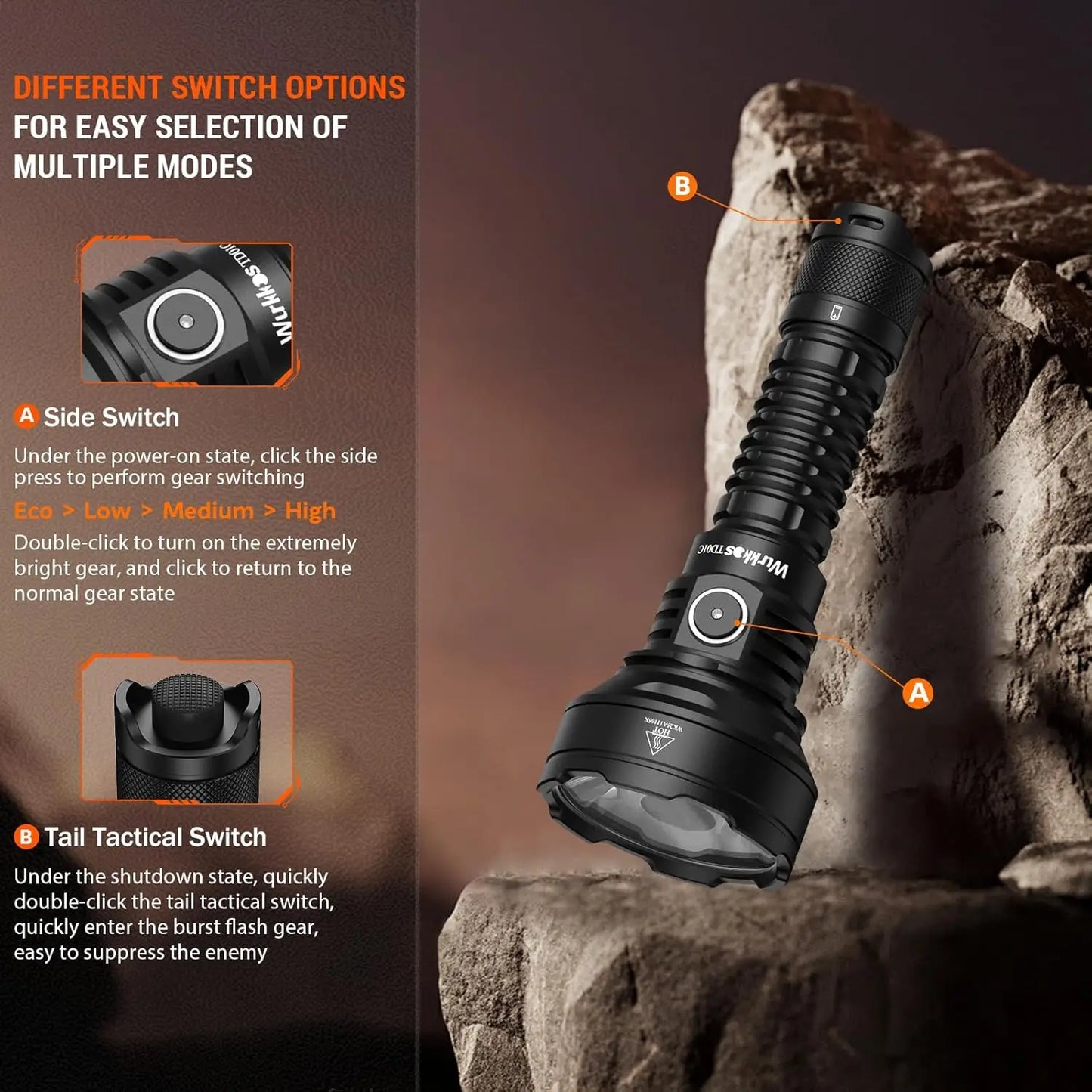 Wurkkos TD01C 21700 Rechargeable Tactical Flashlight 1800 Lm USB C