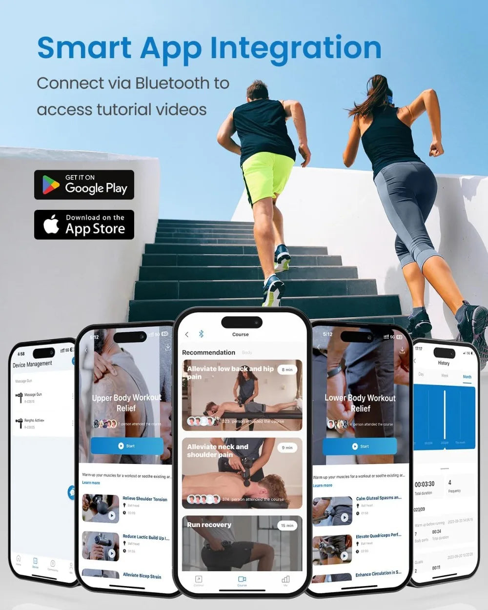 Percussion Massage Gun With 5 Speeds And App Control