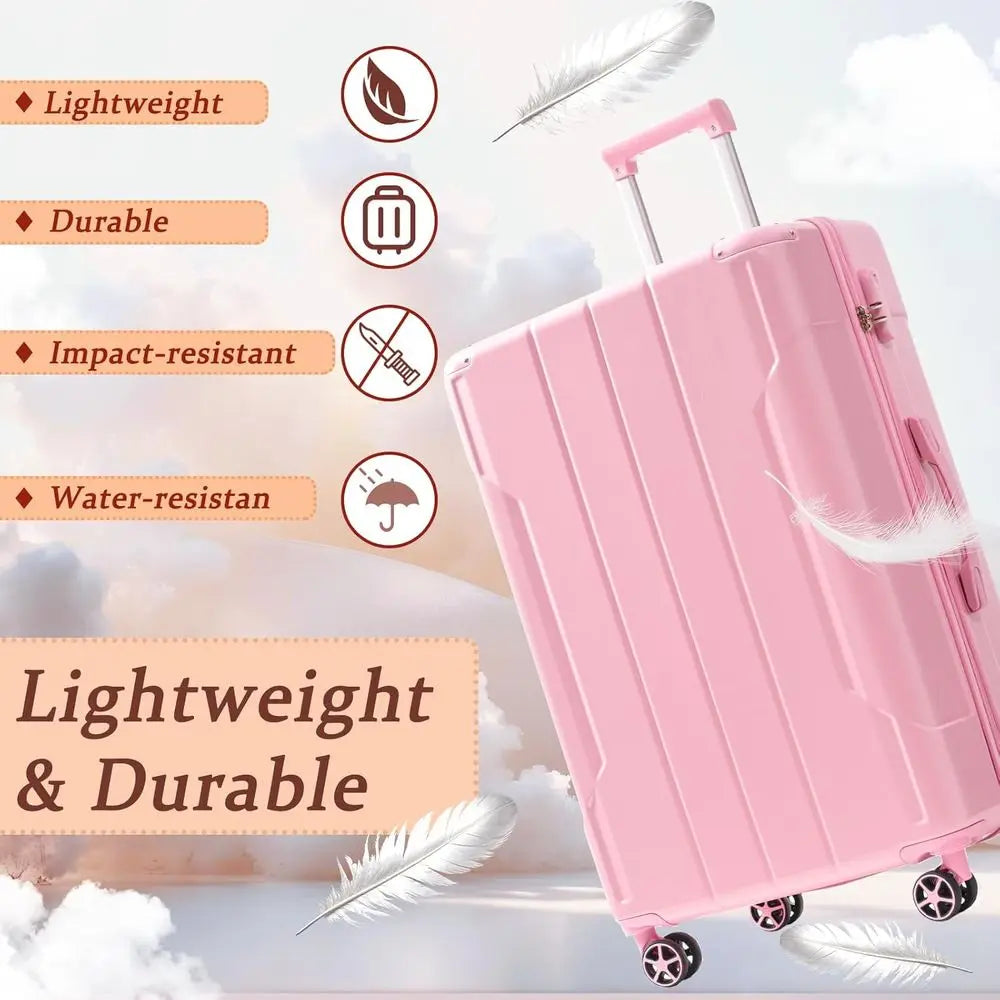 3 Piece Lightweight Hardshell Spinner Luggage Set With Guards