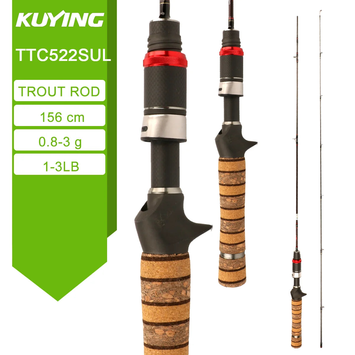 Kuying Teton Spinning Casting Rod BFS Carbon 0.8 to 8g