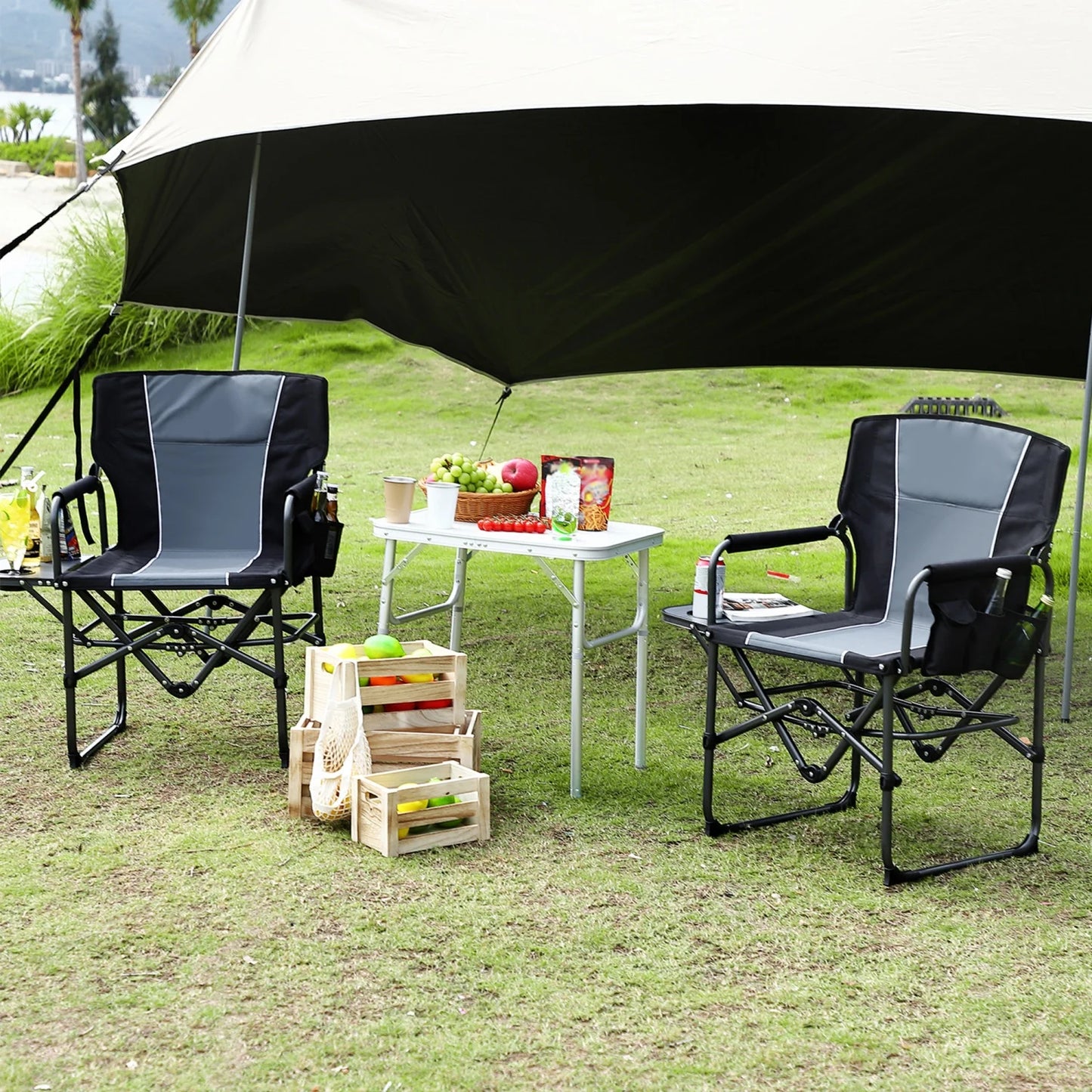 HiMISS Oversized Heavy Duty Folding Directors Chair 400 Pound Capacity