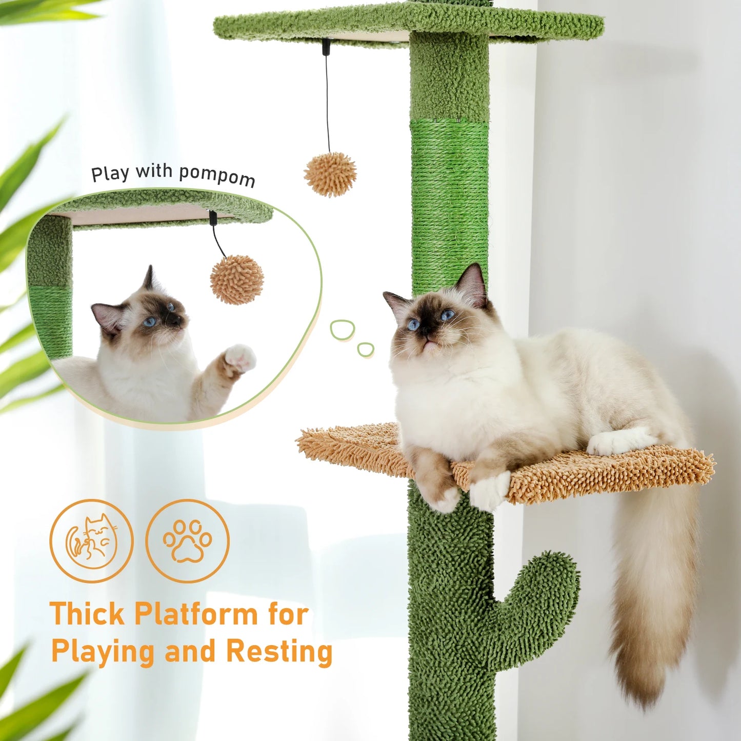 PAWZ Road Cat Tree 5 Tier Floor To Ceiling With Hammock