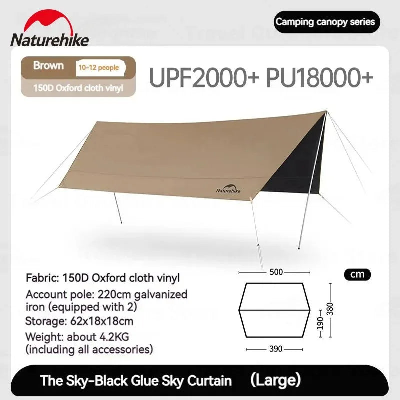 Naturehike Large Waterproof Canopy Sun Shelter UPF2000 Family Tent