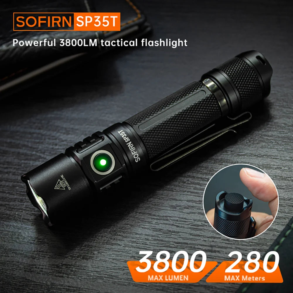 Sofirn SP35T 3800lm Tactical 21700 Flashlight USB C Rechargeable Torch