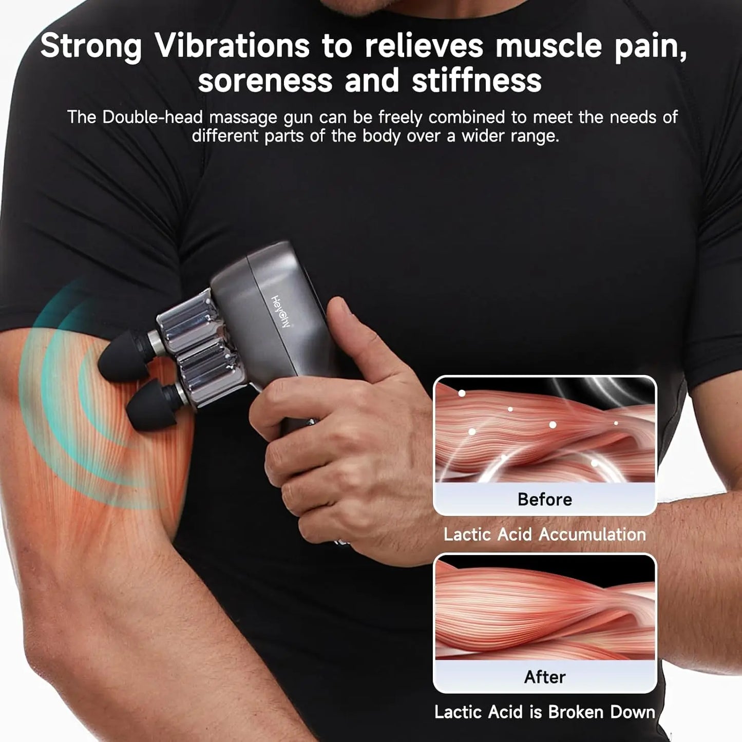 Massage Gun With Dual Heads And Five Speeds For Relief