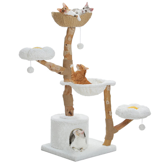 PAWZ Road Cat Tree Tower With Sisal Scratching Post Wicker Basket Bed