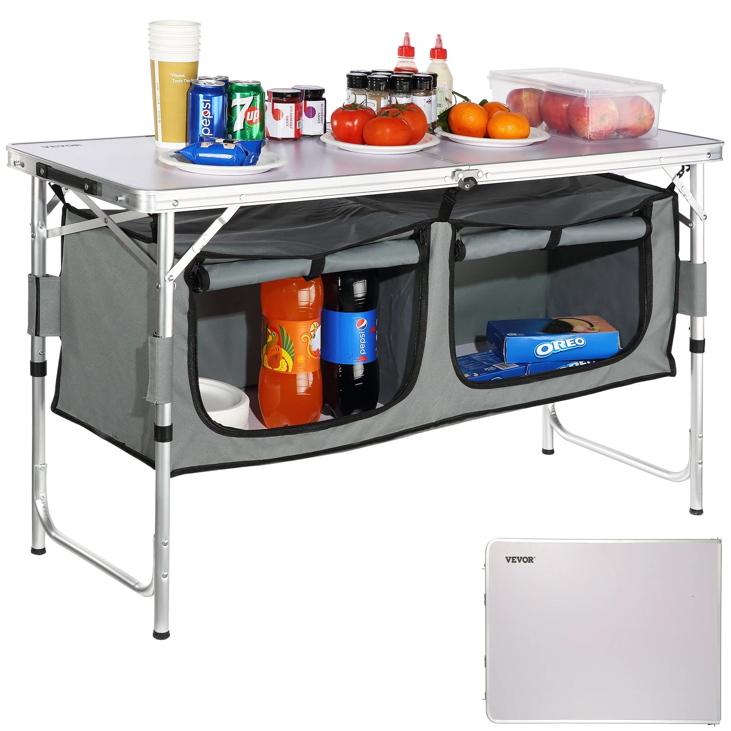 VEVOR Camping Kitchen Table Quick Set Up Folding MDF Outdoor Cooking
