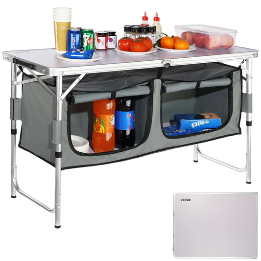 VEVOR Camping Kitchen Table Quick Set Up Folding MDF Outdoor Cooking