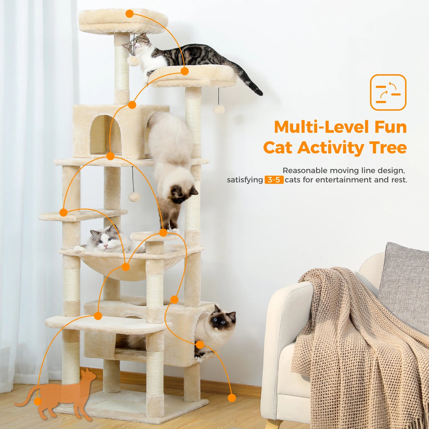 PAWZ Road Large Cat Tree And Indoor Tower Scratching Posts