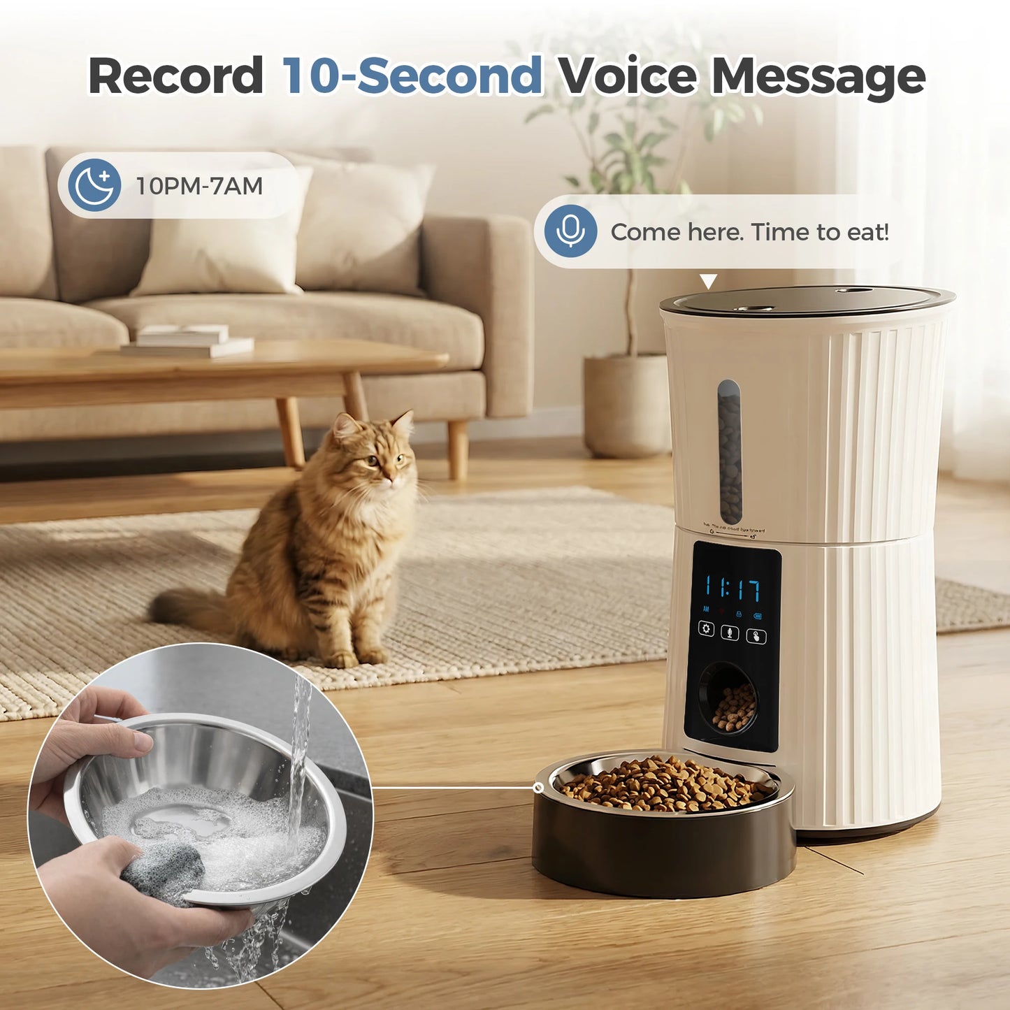 Automatic Cat Feeder With WiFi Timed App Control Dual Power