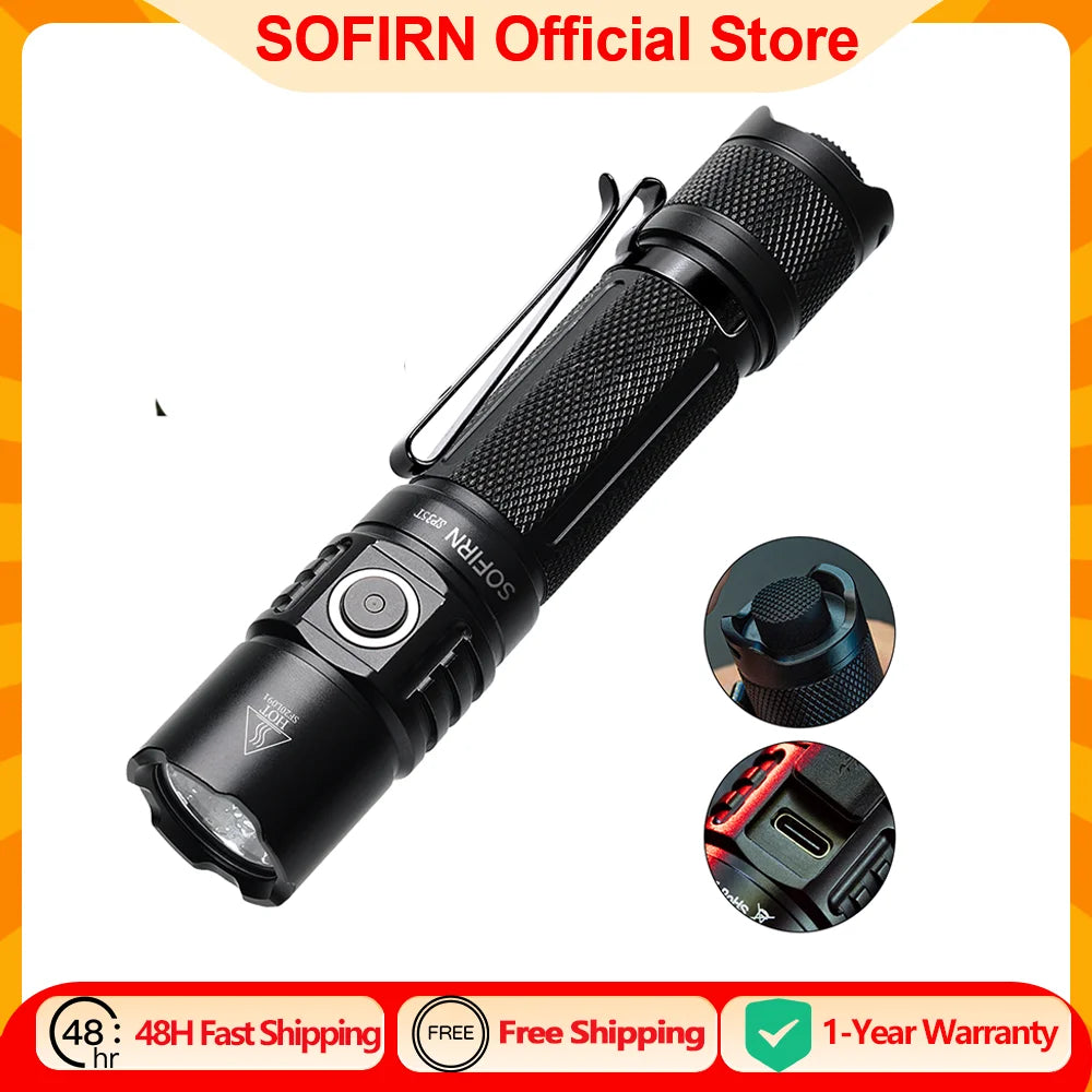 Sofirn SP35T 3800lm Tactical 21700 Flashlight USB C Rechargeable Torch