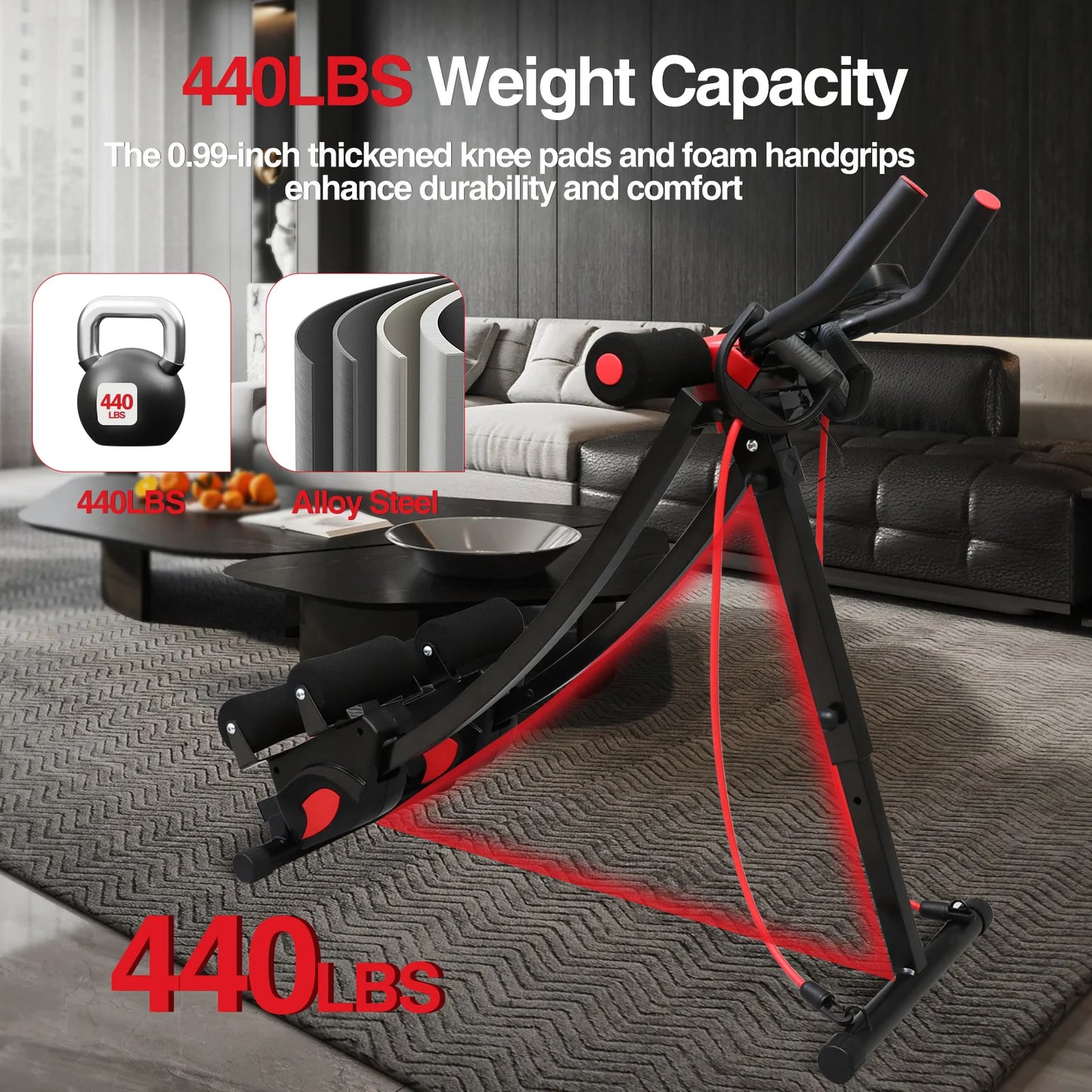 Abs Fitness Abdominal Trainer Foldable Core Workout Machine LCD Display