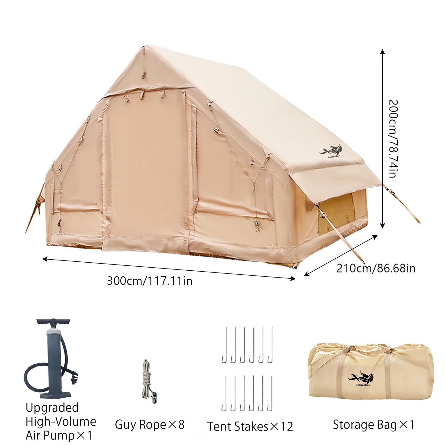 Pakicetus Inflatable Family Tent With Skylight And Pump Quick Setup