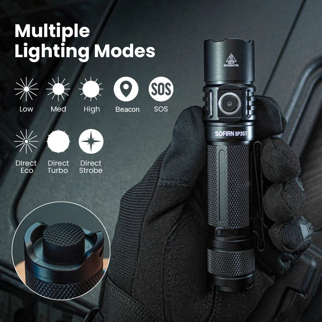 Sofirn SP35T 3800lm Tactical 21700 Flashlight USB C Rechargeable Torch