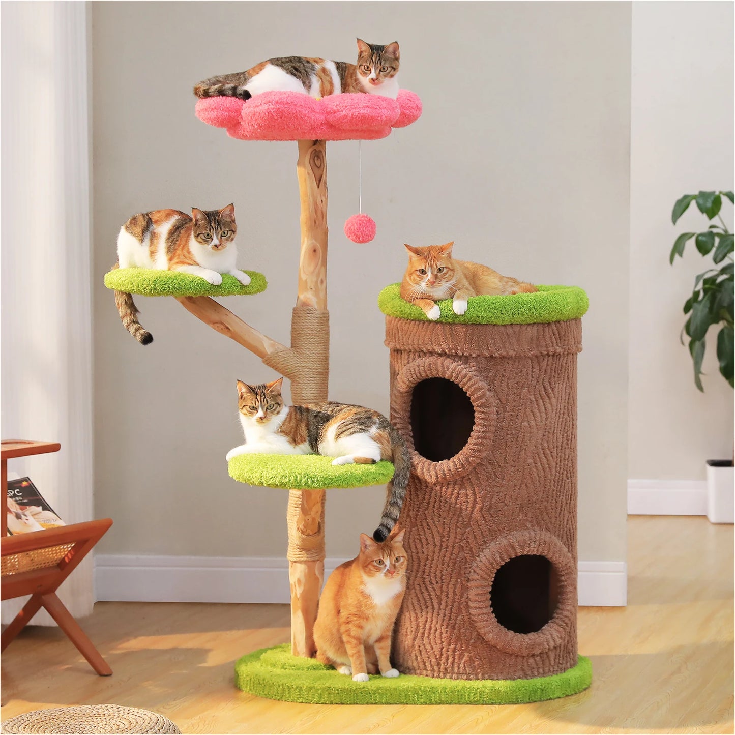 PAWZ Road Large Cat Tree With Four Condos And Tall Scratching Post