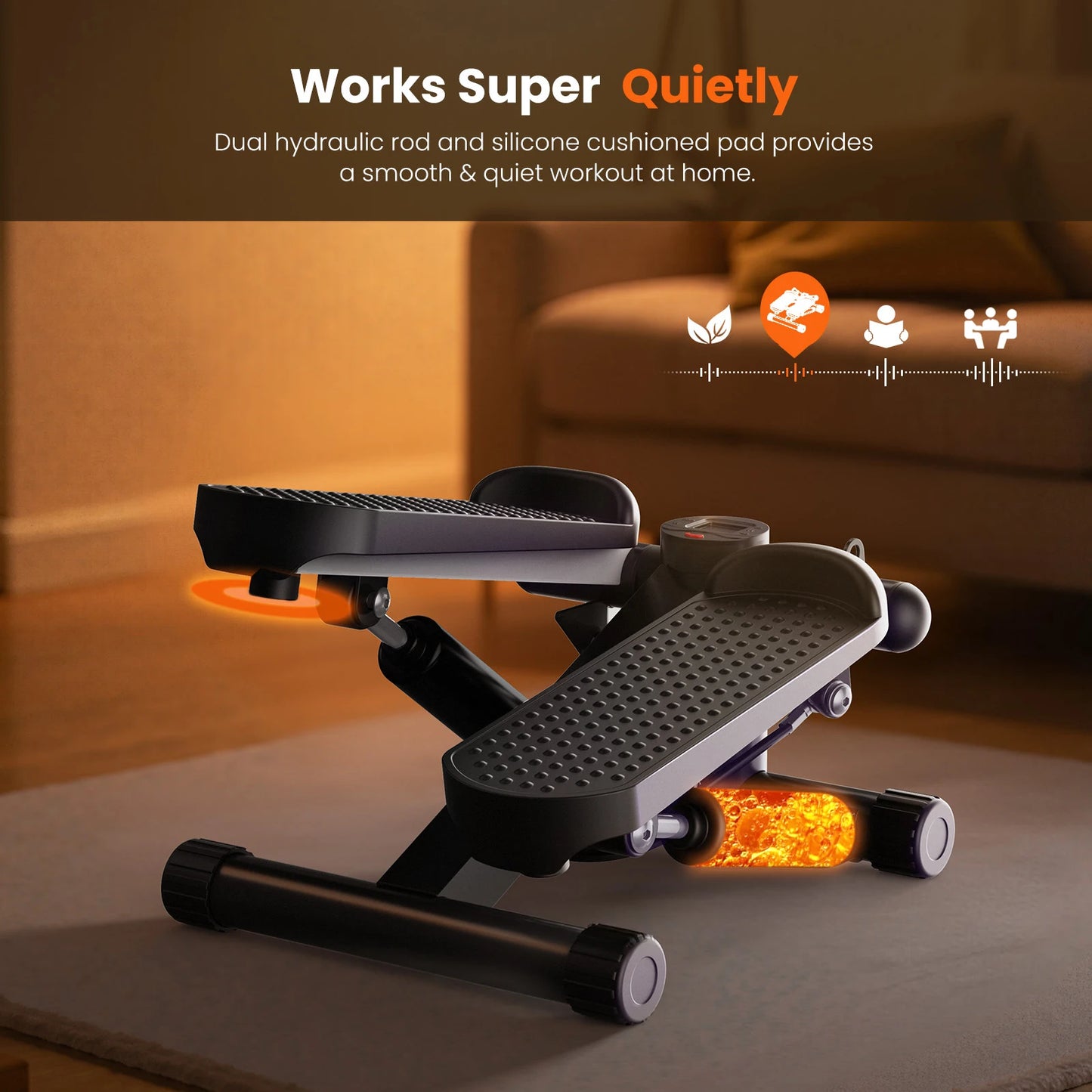 Mini Stepper With Resistance Bands Hydraulic 300 Lbs LCD Monitor