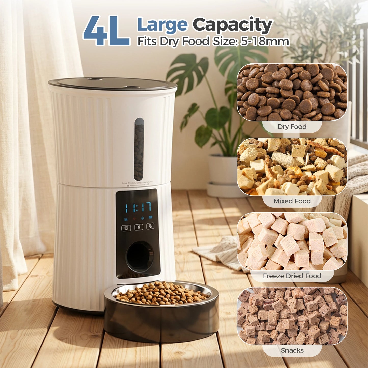 Automatic Cat Feeder With WiFi Timed App Control Dual Power