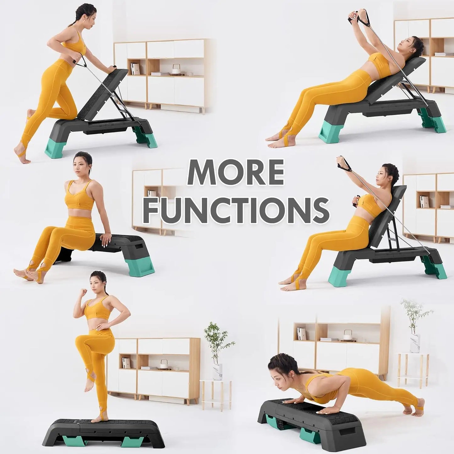 Multifunctional Aerobic Deck Cord Workout Platform Adjustable Dumbbell Bench