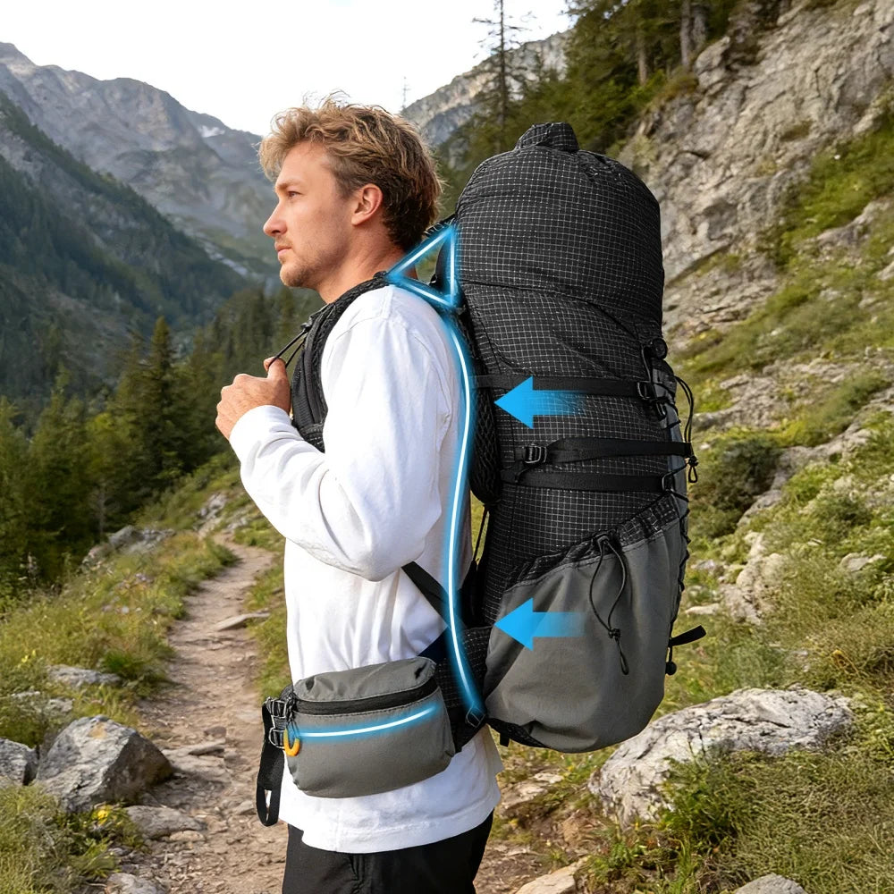 Night Cat Waterproof Hiking Backpack With Rain Cover Roll Top