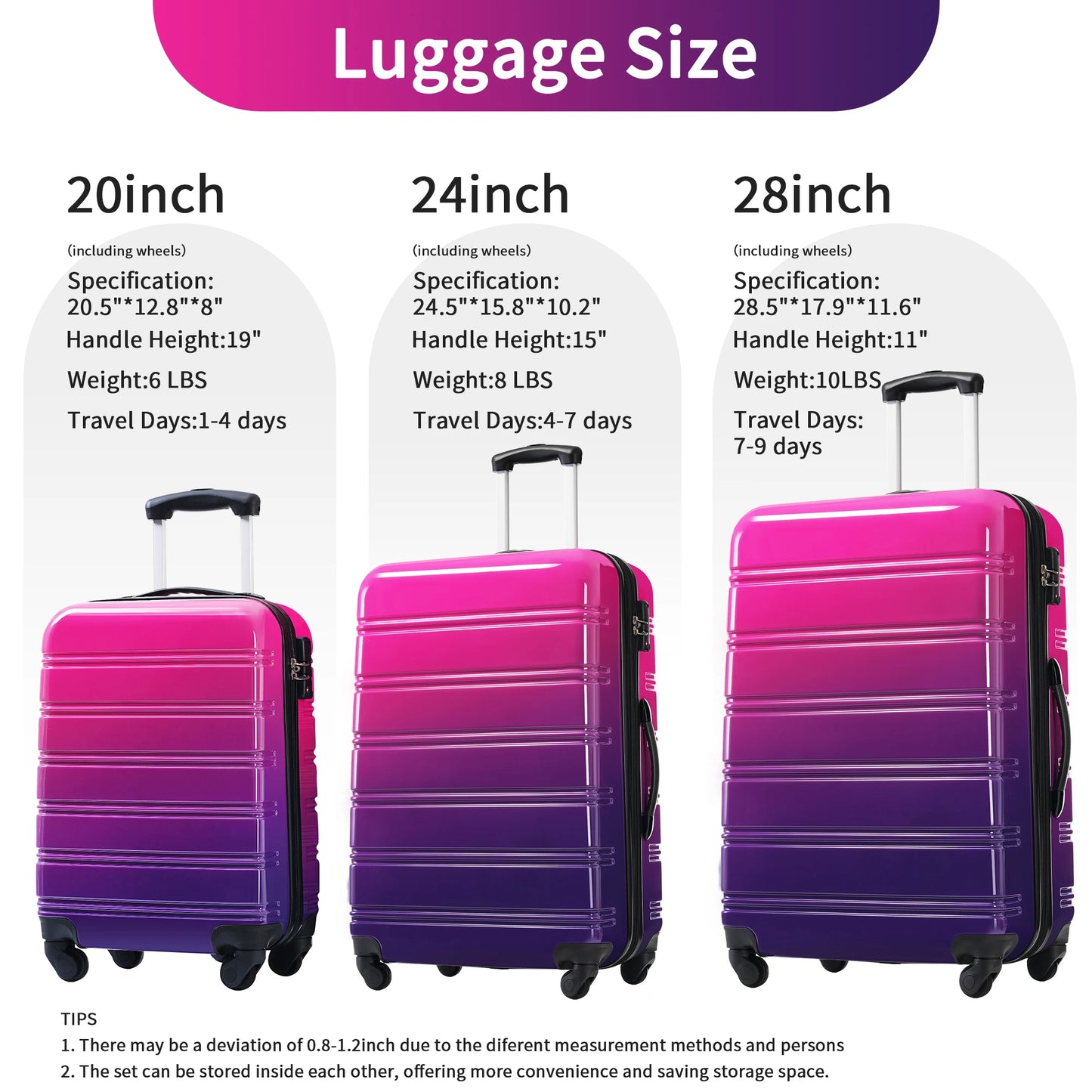Hardside Luggage Set Expandable TSA Lock Spinner Wheels Lightweight