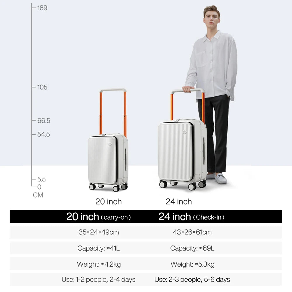 Mixi Carry On Luggage With Laptop Pocket Aluminum Frame