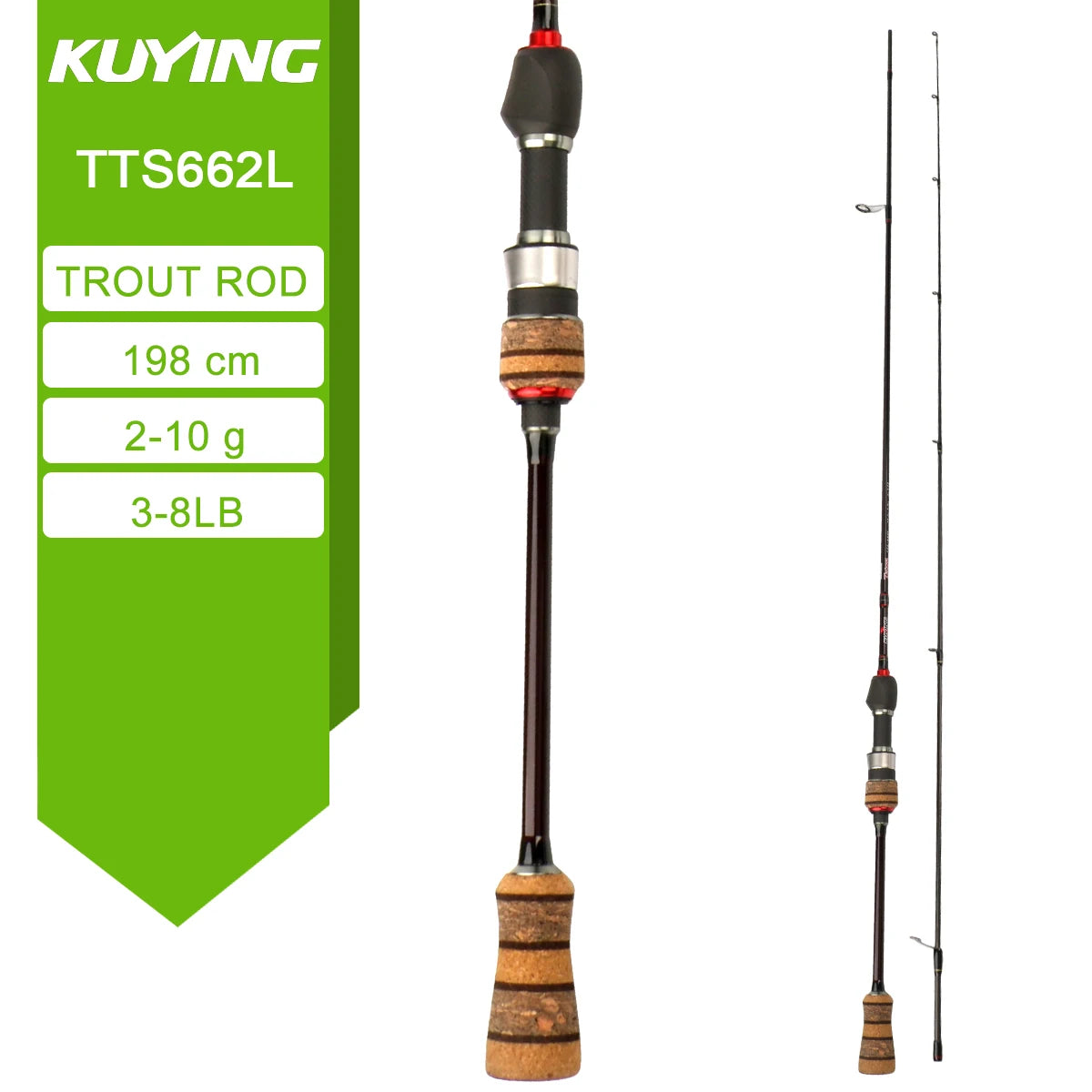 Kuying Teton Spinning Casting Rod BFS Carbon 0.8 to 8g