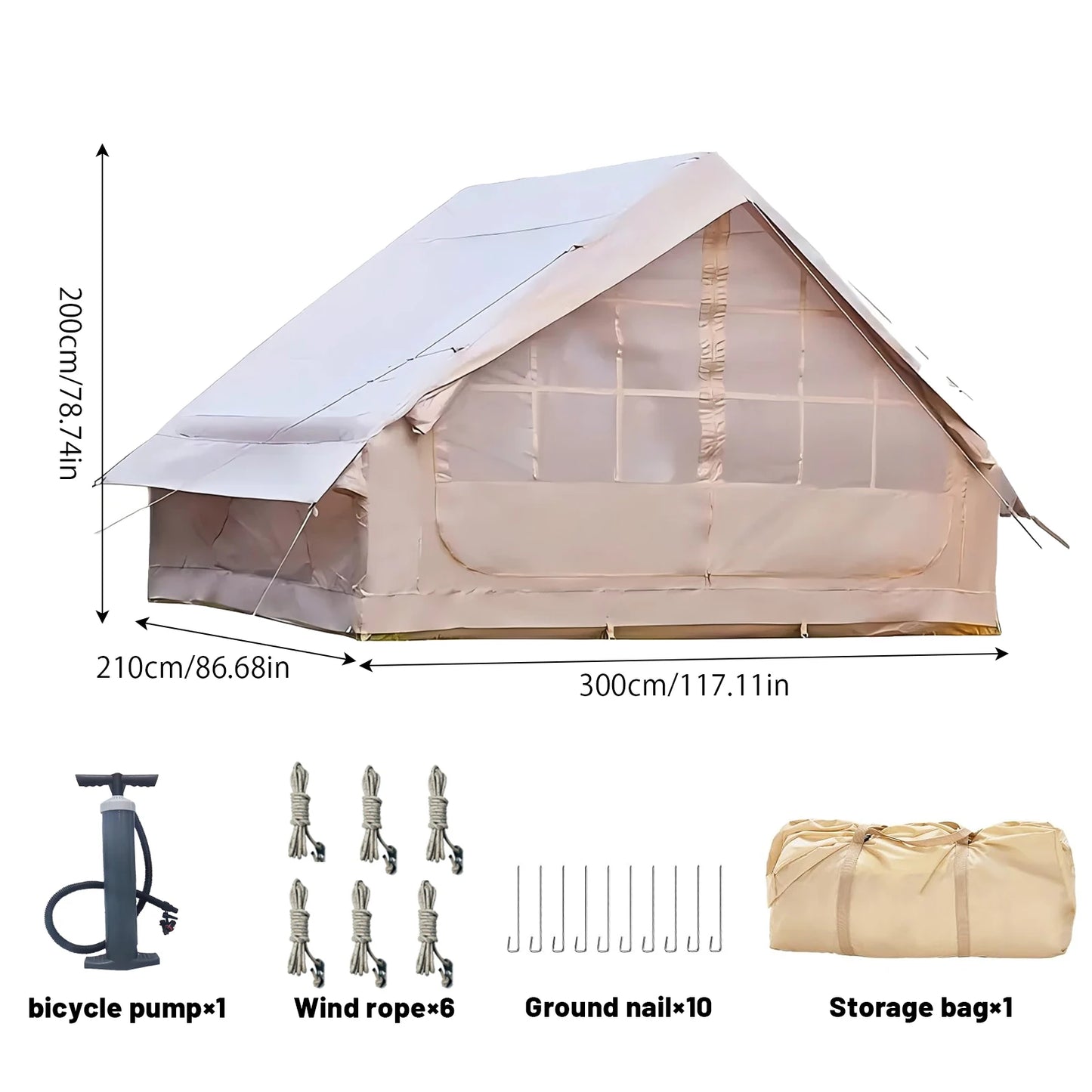 Pakicetus Inflatable Family Tent With Skylight And Pump Quick Setup