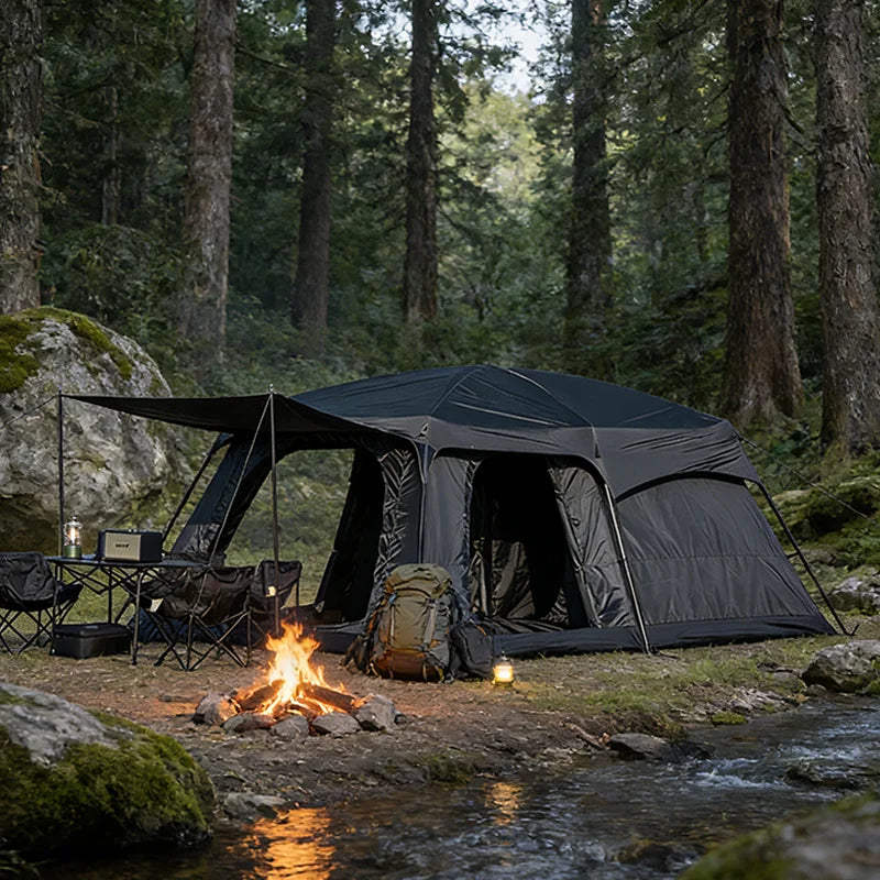 8 Person Family Camping Tent With Extendable Canopy Mosquito Proof
