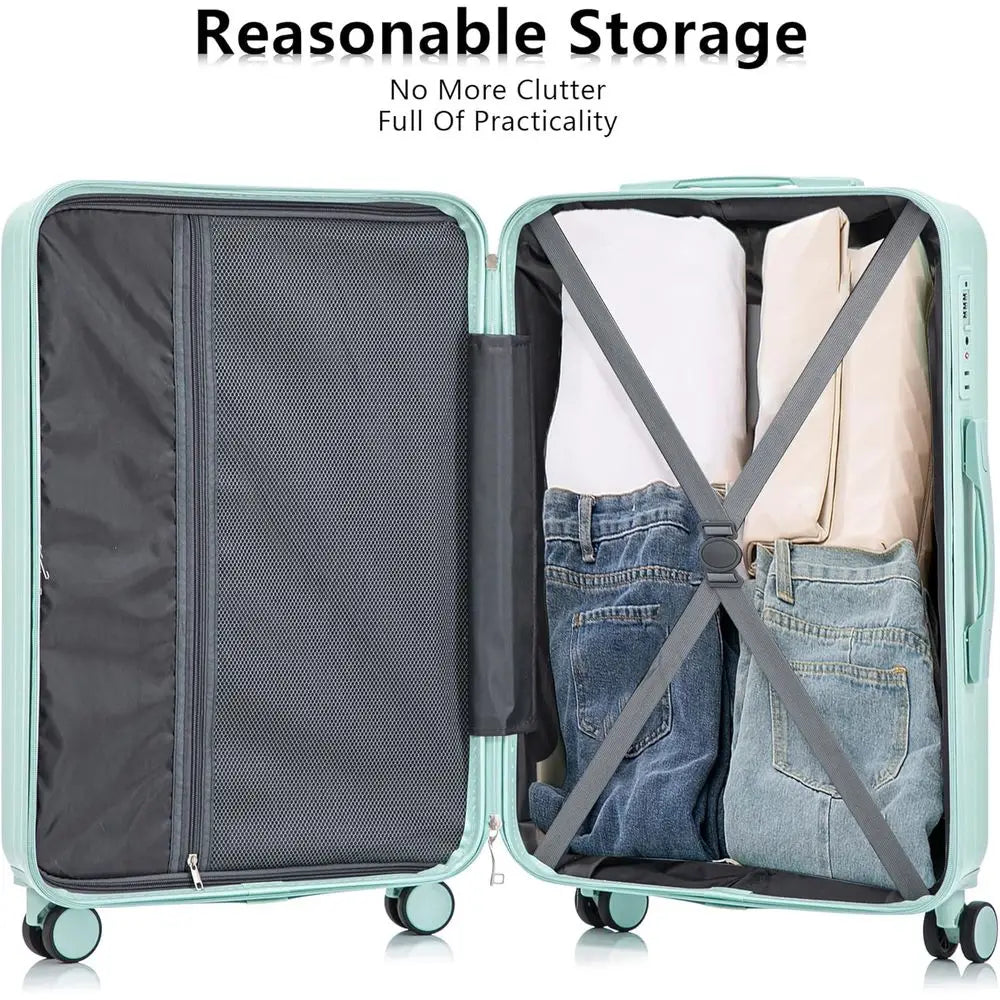 Durable ABS 3 Piece Luggage Set Lockable Latches Spinner Wheels