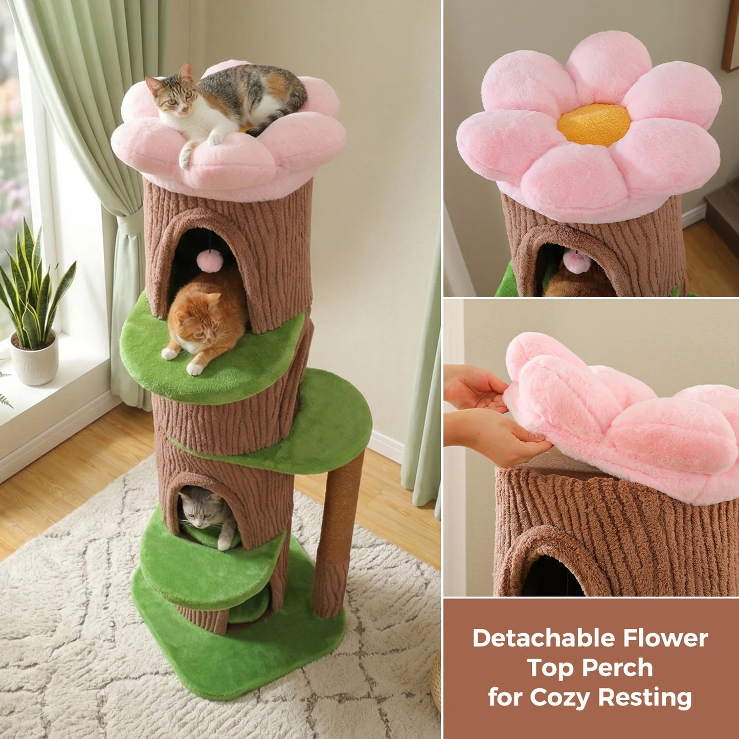 PAWZ Road Large Cat Tree With Four Condos And Tall Scratching Post