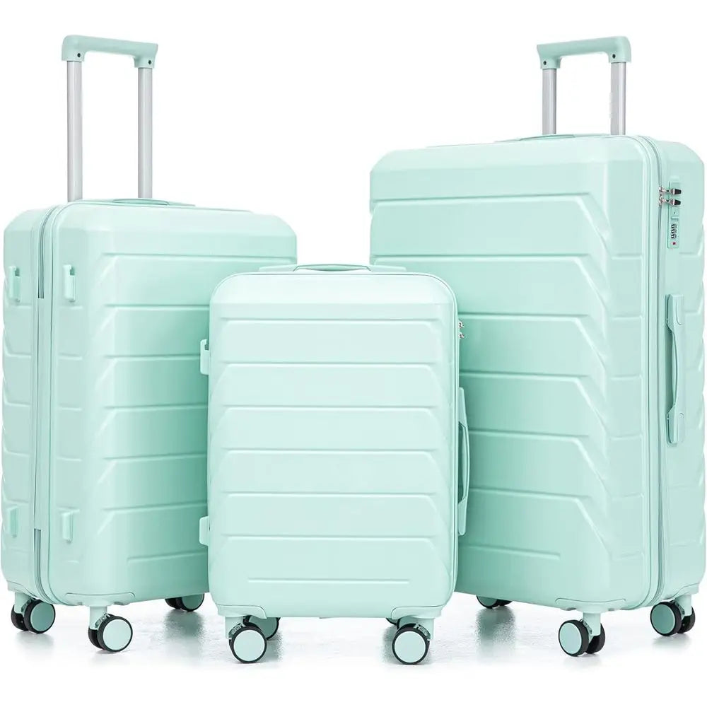 Durable ABS 3 Piece Luggage Set Lockable Latches Spinner Wheels