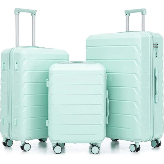 Durable ABS 3 Piece Luggage Set Lockable Latches Spinner Wheels