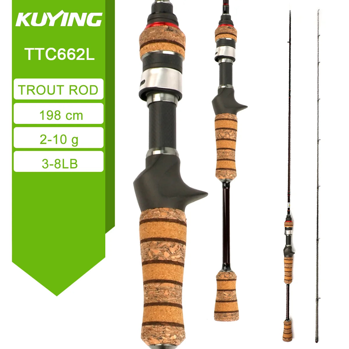 Kuying Teton Spinning Casting Rod BFS Carbon 0.8 to 8g