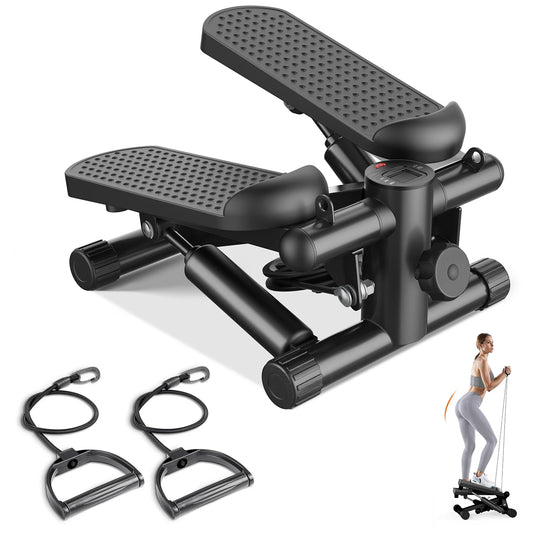 Mini Stepper With Resistance Bands Hydraulic 300 Lbs LCD Monitor