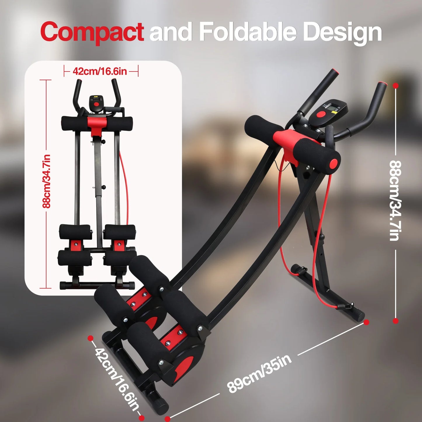 Abs Fitness Abdominal Trainer Foldable Core Workout Machine LCD Display