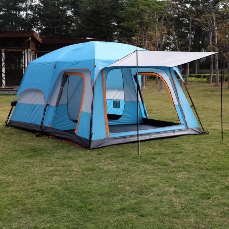Outdoor Family Camping Tent With Removable Awning Ventilated Mesh Waterproof