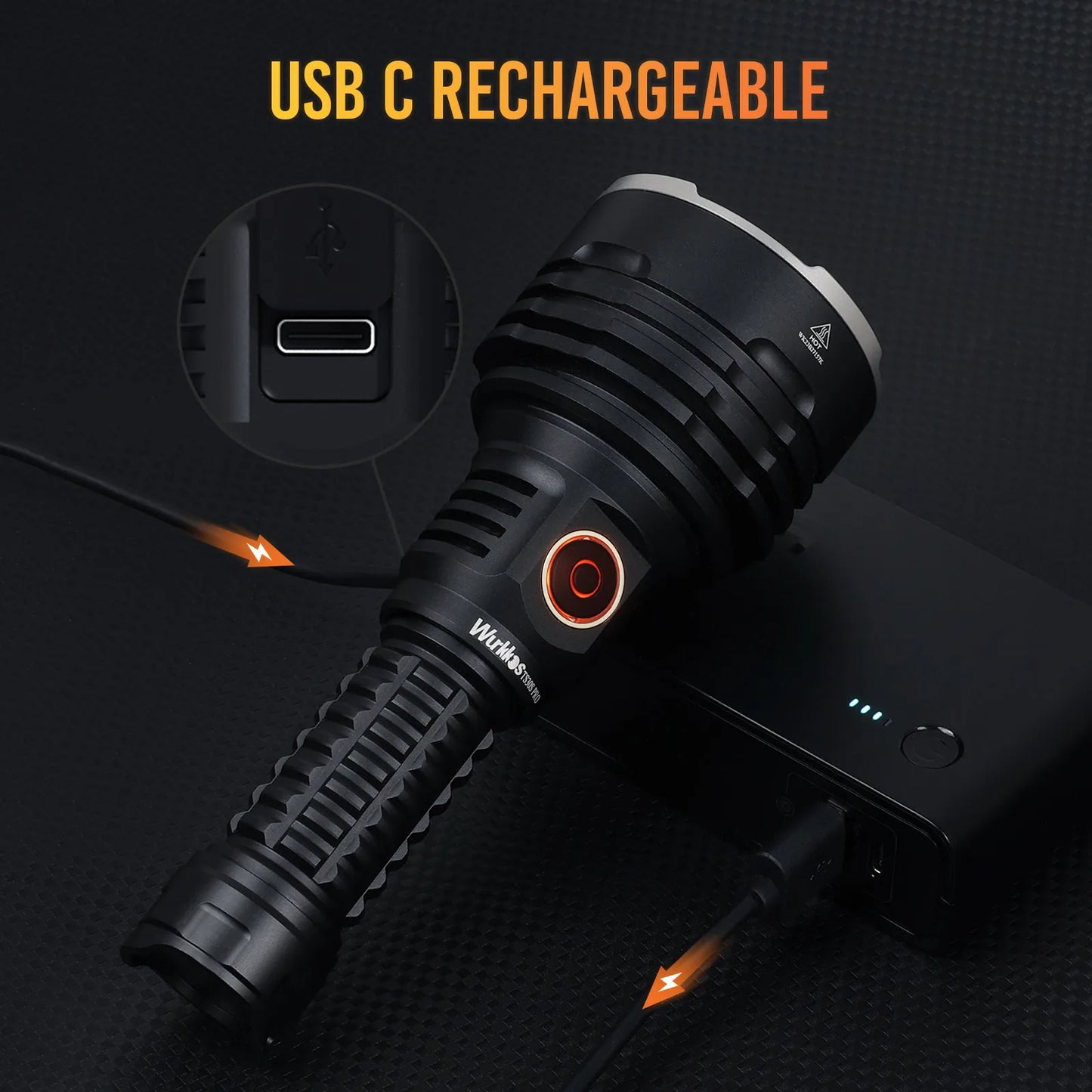 Wurkkos TS30S Pro 21700 Rechargeable Tactical Flashlight LED USB C