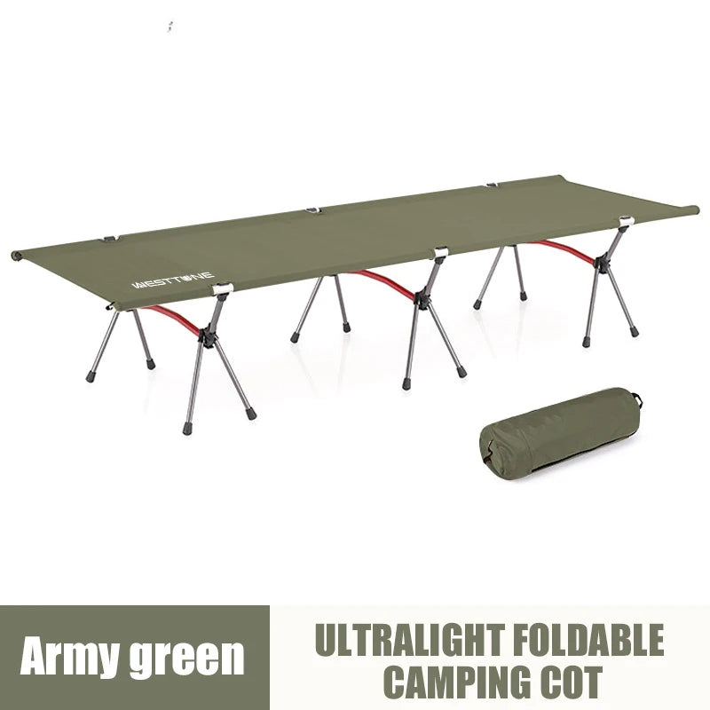 WESTTUNE Ultra Light Aluminum Folding Bed for Outdoor Camping