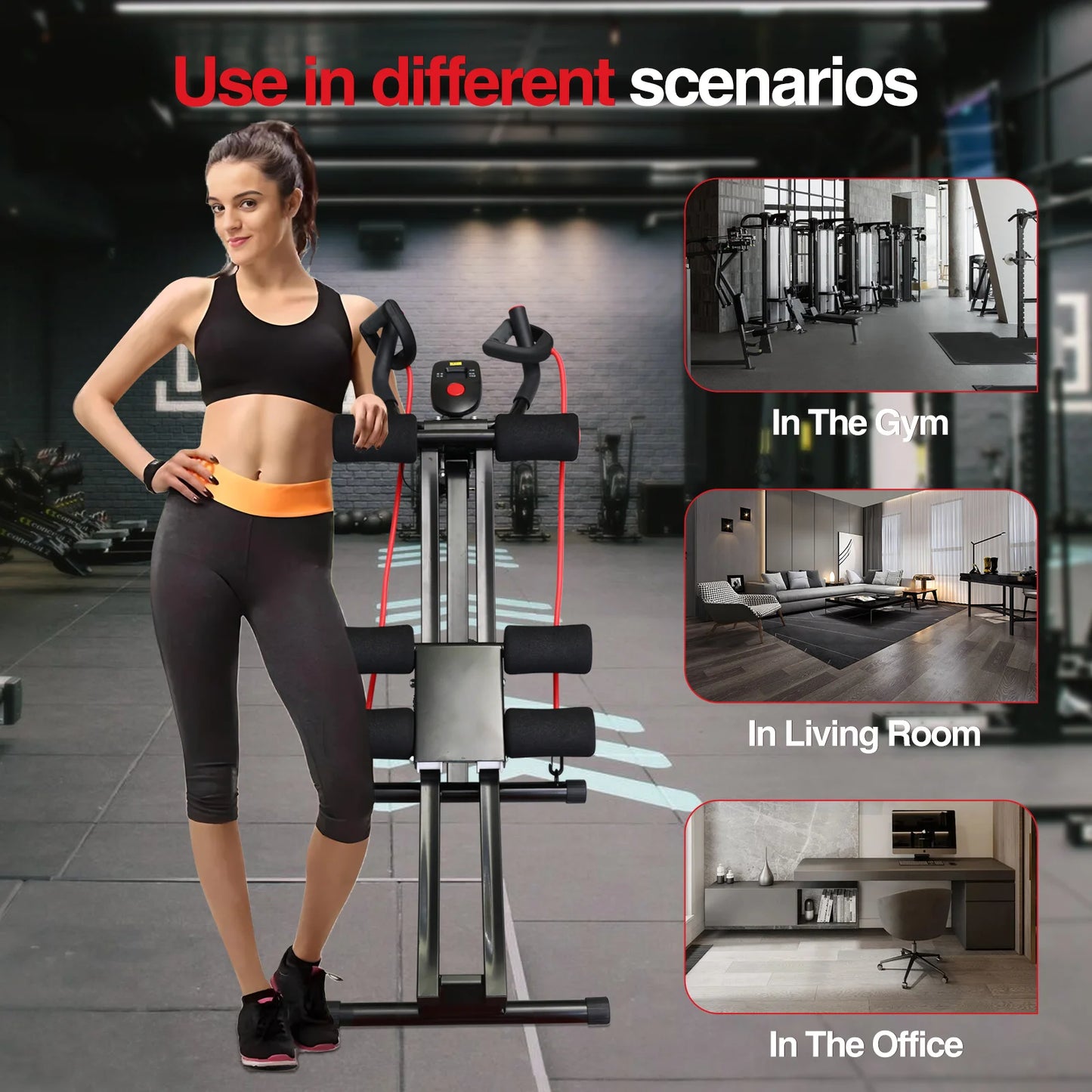 Foldable Ab Machine for Home Gym LCD Display Screen