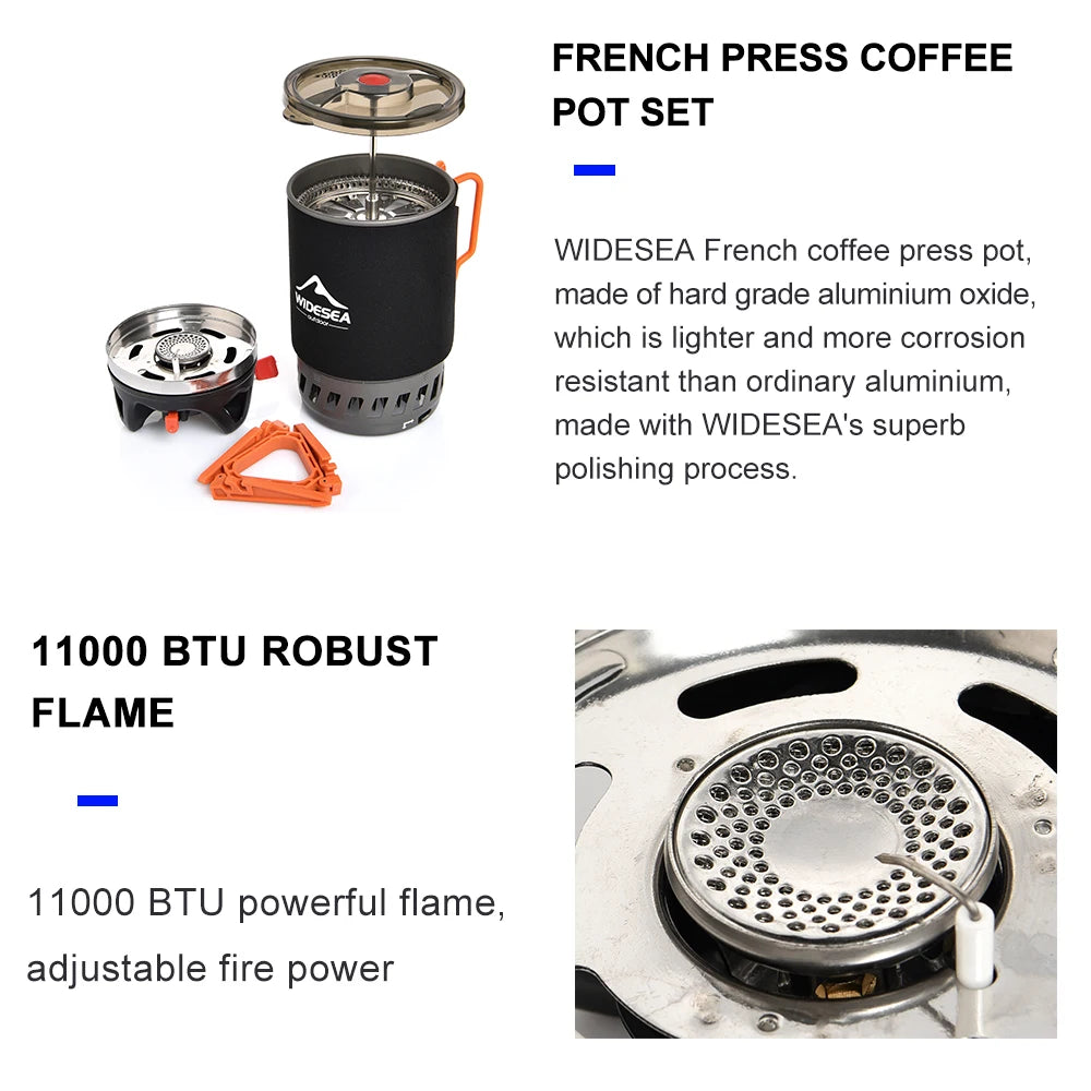 Widesea Camping Cooking System With Heat Exchanger Outdoor Gas Stove